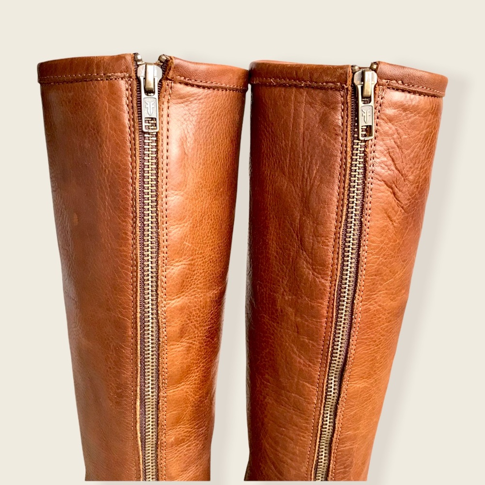 Frye Phillip Harness Cognac Leather Tall Boots - Picture 9 of 16